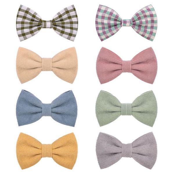

1 pc new girls cute solid plaid bow hairpins sweet hair clips headband barrettes lovely hair ornament fashion accessories, Slivery;white