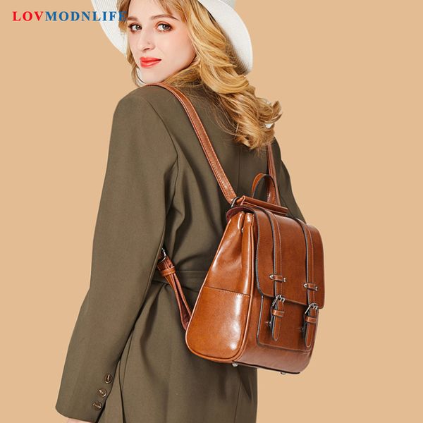 

fashion women bag backpacks waterproof black ladies bagpack woman backpack travel school bags korean genuine leather 2020 new
