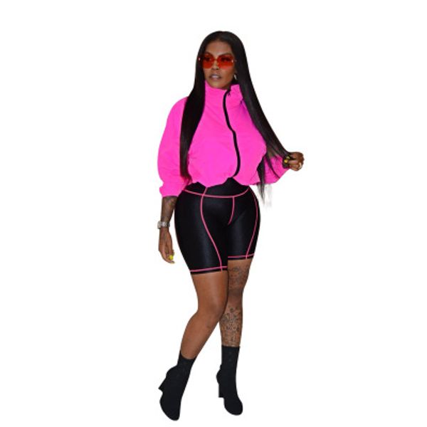 

women suit womens sports suits contrast stitching sportswear girls designer two-pieces solid color sets +shorts hot, Gray