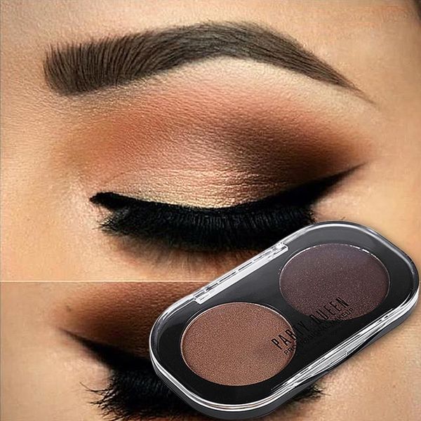 

shimmer matte 2 colors eyeshadow palette cosmetic naked pigment makeup intense glitter earth color smokey eye shadow