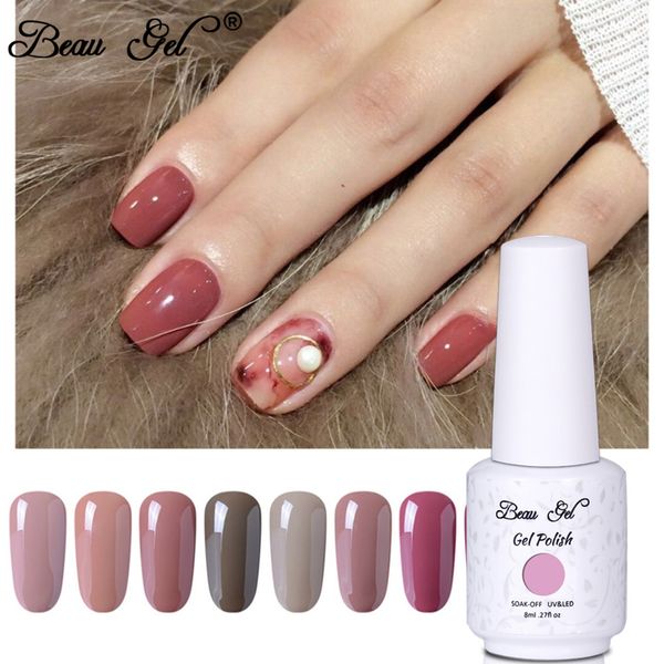 Semi Permanent Beau 8ml Nude Color Series Gel Varnish Soak Off Uv Led Lamp Gel Nail Polish Semi Permanent Nail Bio Gel Nails Gel Nail Extensions From