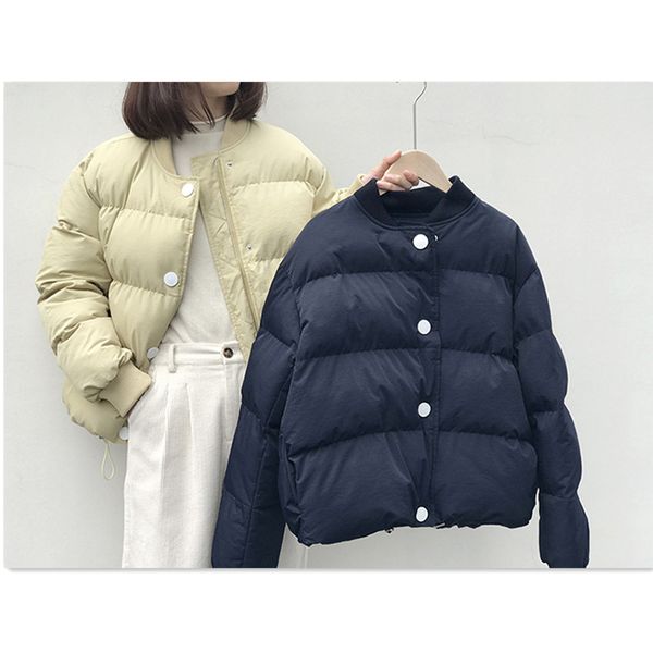 

2018 winter sustans padding parkas women short new solid thick cotton liner jackets coats femme loose casual parka yellow, Black