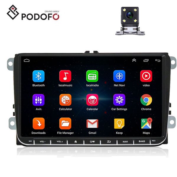 

podofo android 8.0 car autoradio rds gps navigation for vw volkswagen skoda golf polo passat b5 b6 jetta car dvd player + 4 led camera