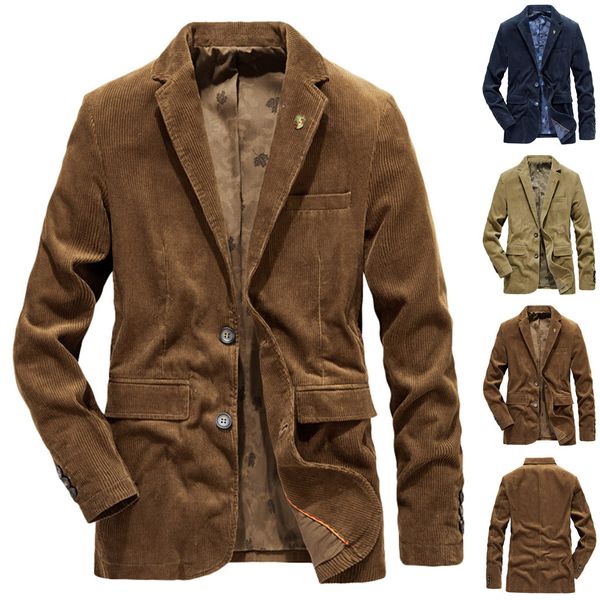 

fashion men's autumn winter casual warm thicken outwear jacket coat loose corduroy suit blazers, White;black