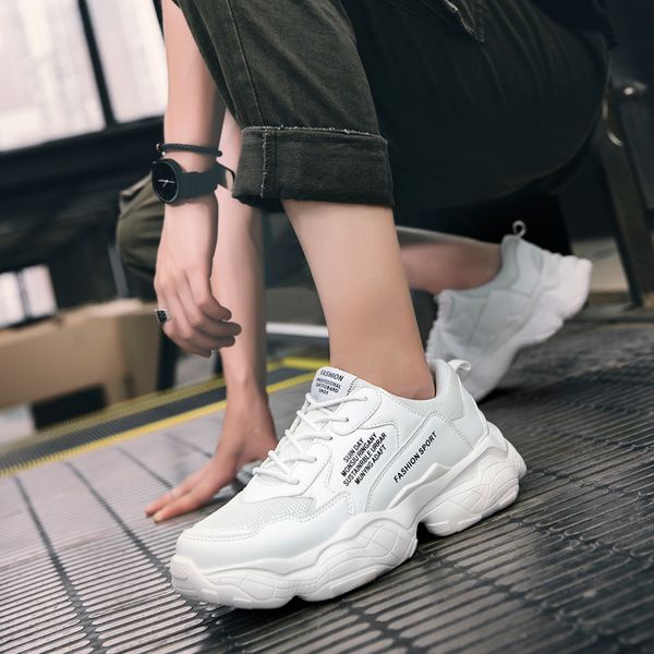 

fashion new trend sport shoes man white shoes running man outdoor non-slip heighten thick bottom men dad sneakers