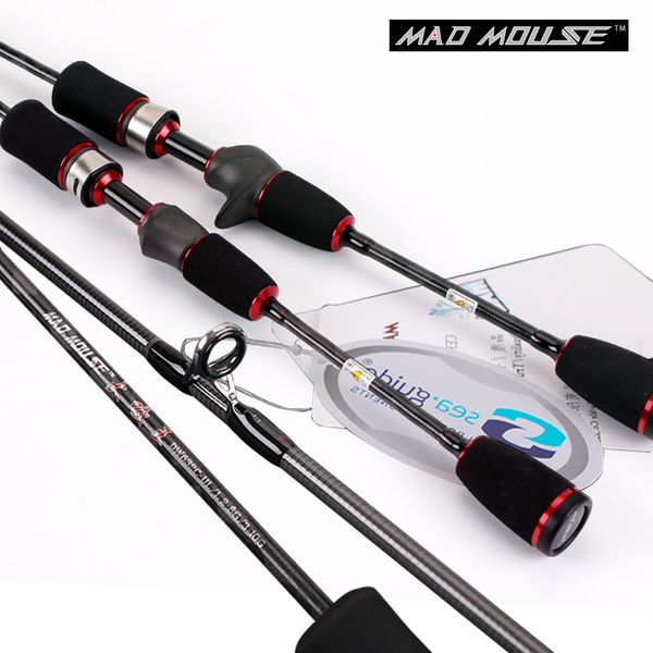 

new mad mouse 50t toray high carbon fuji reel seat 1.9m ul/l action double tips trout rod two tips spinning and casting rod