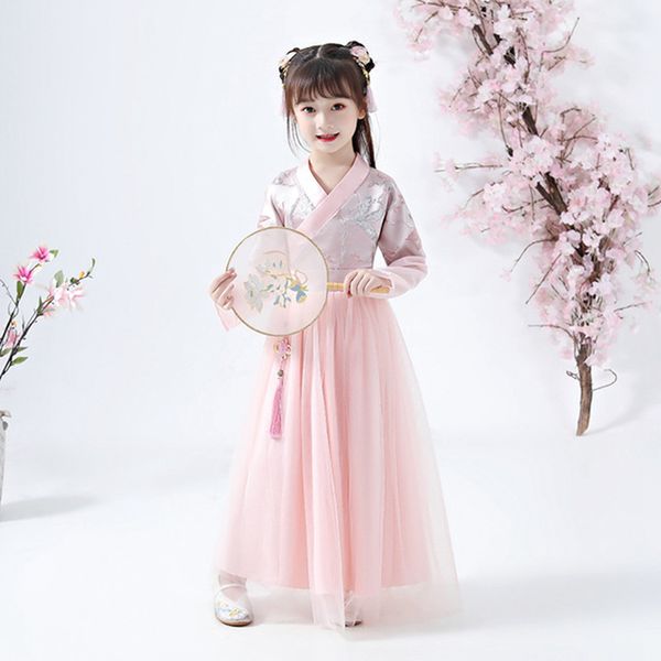 

ethnic clothing long-sleeved princess dress autumn girl hanfu improved chinese costume cross-dressed daily stage performance skirt, Red