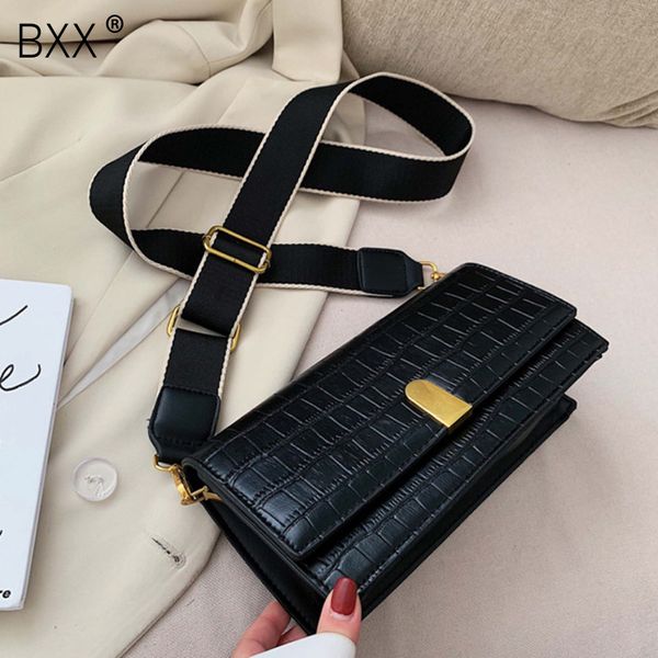 

bxx] fashion female flap bag 2020 leather women's handbag crocodile pattern shoulder messenger bags hi762