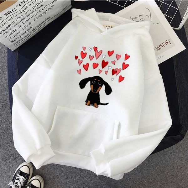 

winter autumn women clothing harajuku kawaii dachshund pug terkel sweatshirt animal print casual long sleeve hoodies women, Black