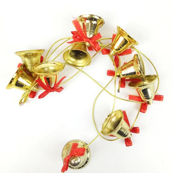 

3cm golden jingle bells 10pcs 1.5m aluminum trumpet bell string for festival party decor christmas tree decoration diy crafts