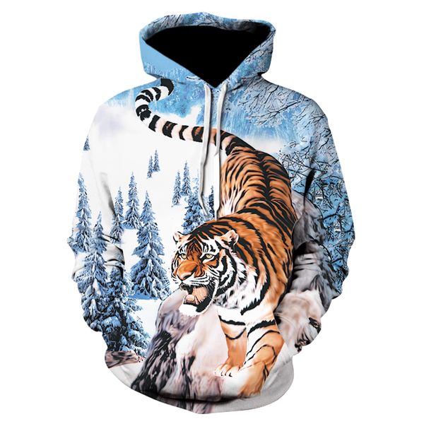 

brand new animal personality print hoodie, men 3d forest tiger hoodie, 2019 brand hoodie hip-hop sportswear street coat, Black