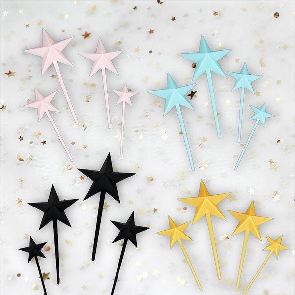 

2bags each 4pcs star shape party cake ice-cream cupcake ers picks baby shower kids birthday party festival dessert decor