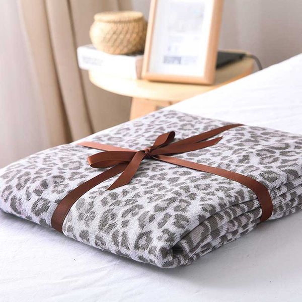 

leopard knitted home divan chair blanket air conditioning tv plaid baby bedding sheet 120x180cm