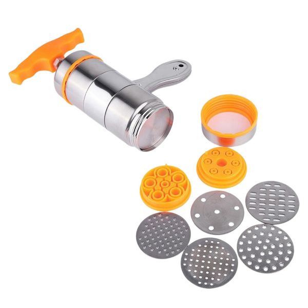 

household manual stainless steel pasta maker noodles presser making machine with 7 molds noodle maker