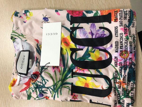 

Men de igner t hirt brand t hirt 2019 ummer new luxury women clothing fa hion letter print flower pattern top colorful tee