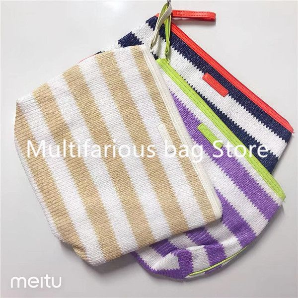 

striped cosmetic bag