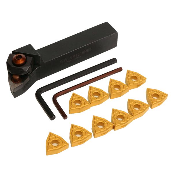 

lathe turning toolholder 100mm + 10pcs golden carbide inserts 16mm + 2pcs wrench