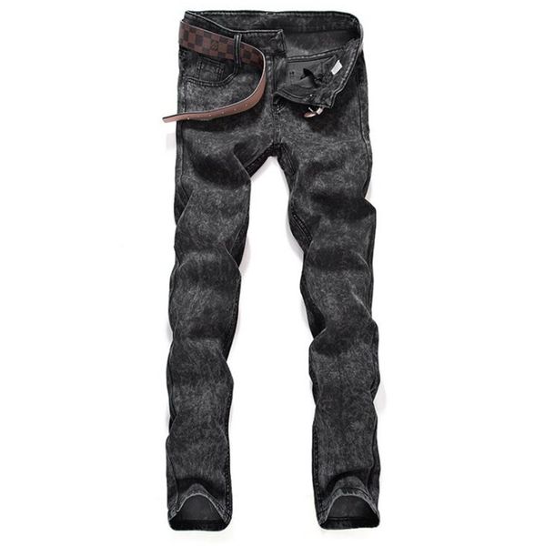 

designer skinny pencil pants men causal mid waist regular slim long jeans fashion autumn male apparel, Blue