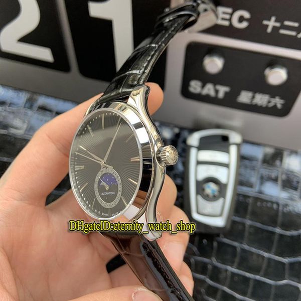 versione Ultra-sottile fasi lunari smaltate Master Series Q13635E1 quadrante blu 2824-2 orologio automatico da uomo cassa in acciaio pelle di lusso W286o