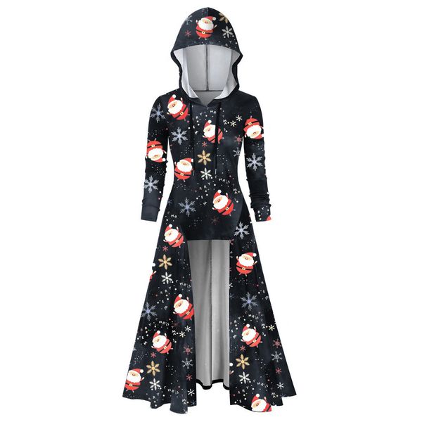 

chamsgend 2019 new fashion suit coat slim fit christmas print blazers jacket plus size cloak high low dress blouse 1022, Black