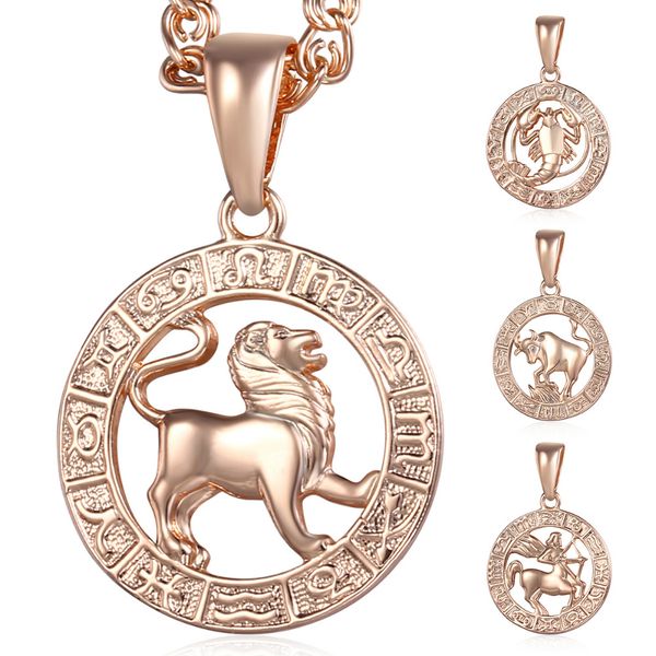 

davieslee pendant necklace for women 12 zodiac sign constellation yellow rose gold filled womens necklaces round shaped lgpm16, Silver