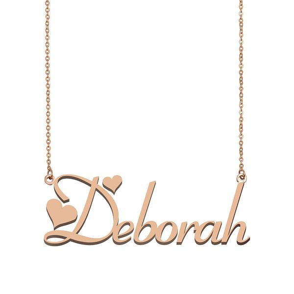 

deborah name necklace pendant for women girls birthday gift custom nameplate kids friends jewelry 18k gold plated stainless steel, Silver