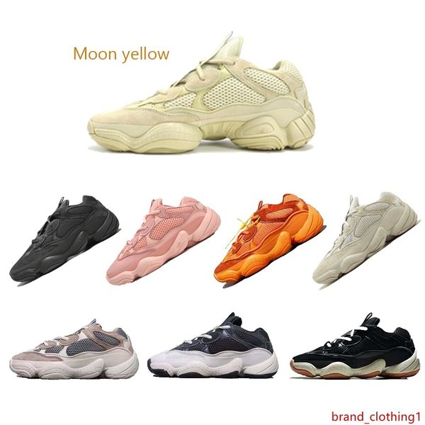 

2019 fashion brand mens women designer men hommes chaussures kanye west 500 moon yellow platform wave runner shoes