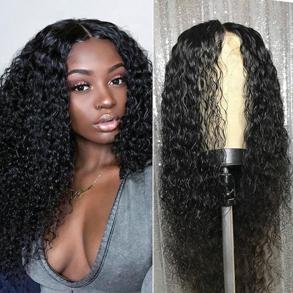 

deep wave lace front human hair wigs 180 density pre plucked brazilian human hair wigs for black women