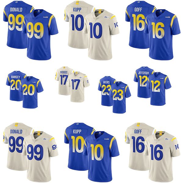 

2020 new custom los angeles mens womens youth ram aaron donald jared goff cooper kupp jalen ramsey robert woods van jefferson la jerseys, Black