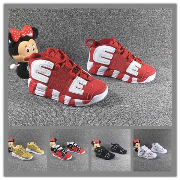 

2019 Unisex Kids Air More Uptempo Basketball Shoes for youths Boys Pippen Sneakers Girls Sports Child Athletic Children Sneaker Size 28-35