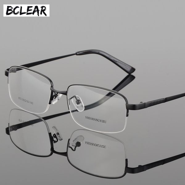 

bclear half rim alloy front rim optical eyeglasses frame for men and women eyewear fashion business men frames, Black