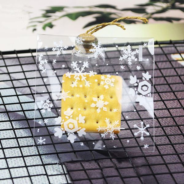 

100pcs plastic transparent bag cellophane snowflake candy cookie gift bag diy self adhesive pouch for wedding birthday party
