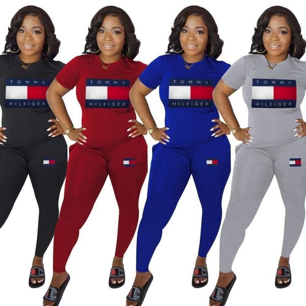 

женщины 2 шт. комплект спортивный костюм рубашка брюки костюмы с коротким рукавом