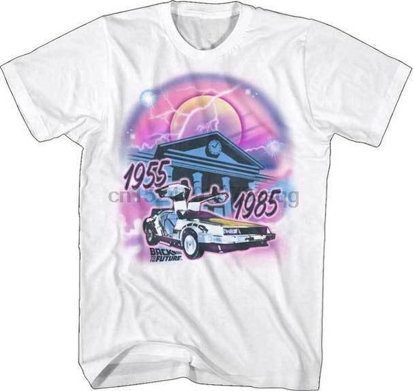 

back to the future movie 1955 - 1985 airbrushed t shirt, White;black