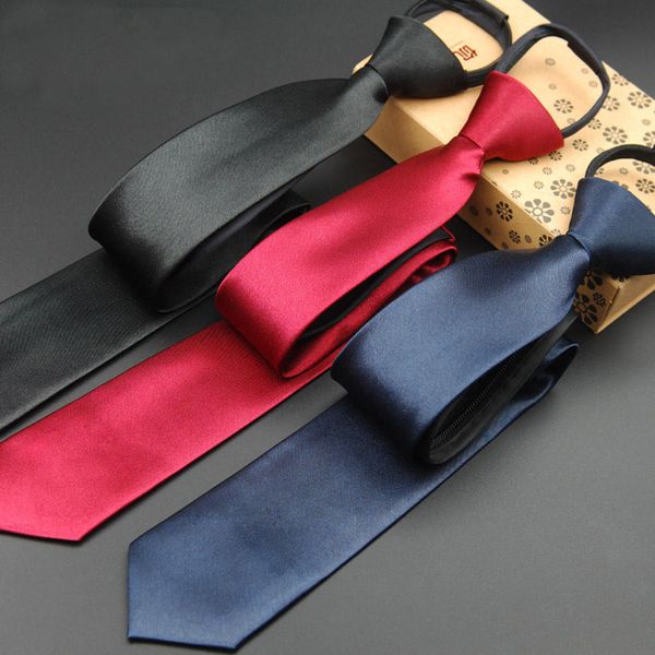 

mens ties zipper solid necktie 5cm red blue yellow black neck tie slim lazy ties suit business wedding cravatta ld8041, Black;gray