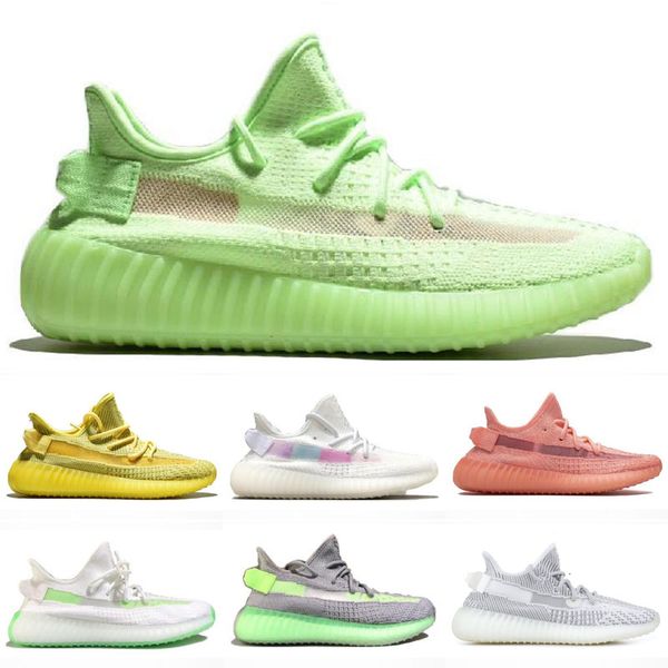 

2019 new men women running shoes static black bred cream white sesame kanye west v2 sports sneakers eur 36-46
