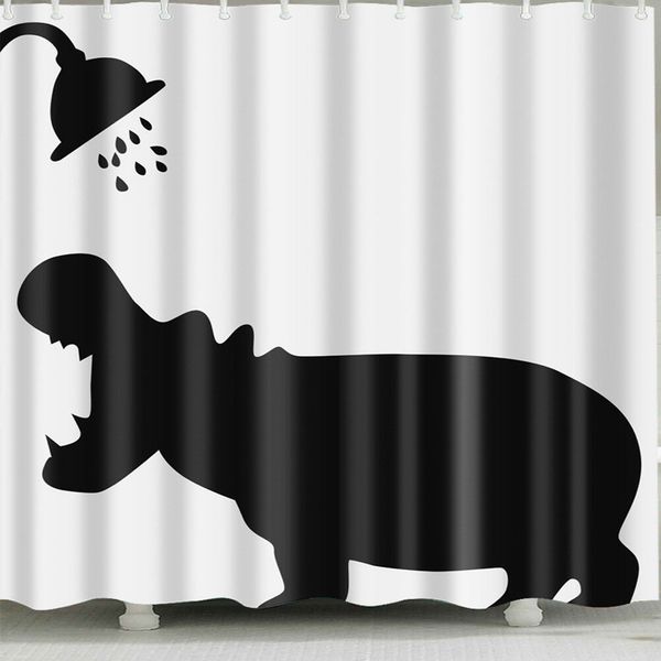 2019 Hippo Shower Curtain Durable Fabric Mildew Bathroom Accessories Creative With 12 Hooks 180x180cm From Zhouyueli222 19 0 Dhgate Com