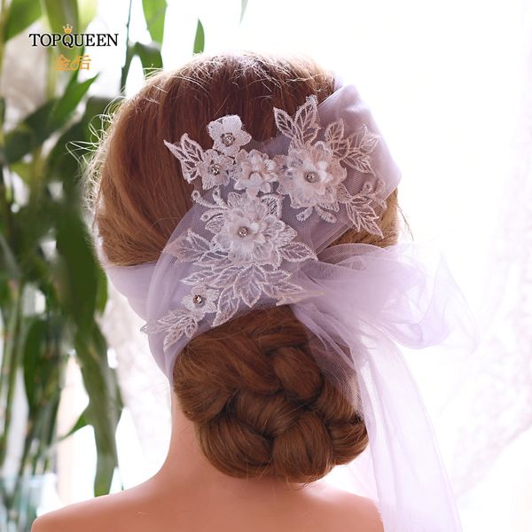 

ueen ws06 white flower bridal hair pieces wedding women viel headband long fashion wedding headpieces bridal headband