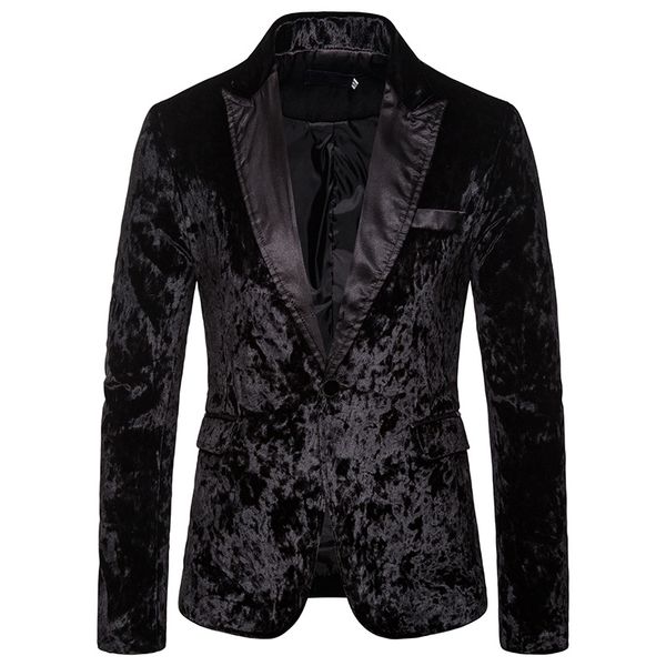 

shiny black velvet nightclub blazer jacket men brand single button slim fit mens suit blazer jackets party stage clothes for singers, White;black