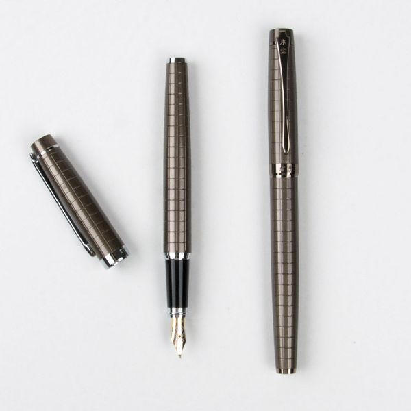 

metal gray plaid smooth 1.0mm /0.5mm nib curved tip calligraphy pen metal fountain pen christmas gift pens