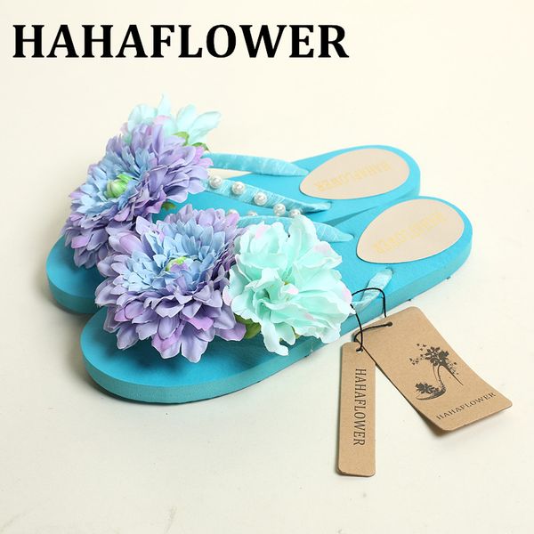 

hahaflower summer women's flip-flop sandals flat flip flops slippers sandals swiming wedges sandal women shoes ing, Black