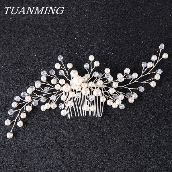 

bridal hair combs ornaments fashion hairwear wedding hair accessories comb for women girl headpiece headdress decoration, Golden;white