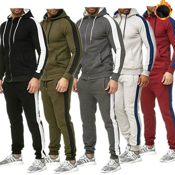 

mens designer trackuist fashion solid color two pieces set active running sweatshirt & trackpants luxury mens outdoor sets 2020 autumn new, Gray