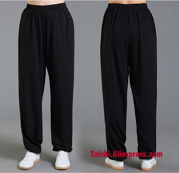 

summer linen tai chi pants,kungfu trousers flax martial art pants wu shu pants yoga 9 color s-xxxl, Black;red