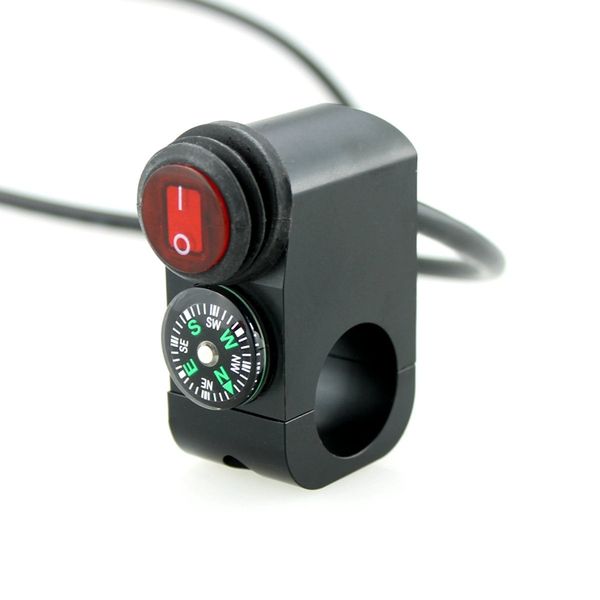 

atv motorcycle 12v led handlebar headlight fog light on off switch with compass