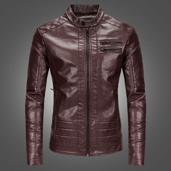 

2019 new style leather jacket men's leather coat fashion slim fit locomotive pu youth korean-style jacket, Black