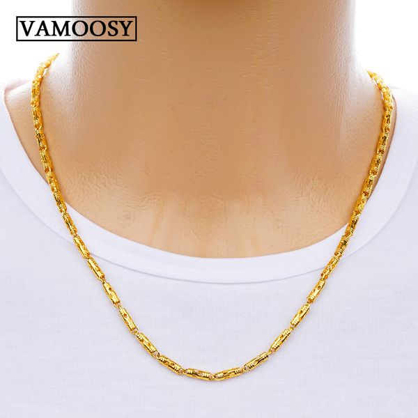 

fine men necklace chains fashion solid gold color filled curb cuban long necklace diy chain charm jewelry, Silver
