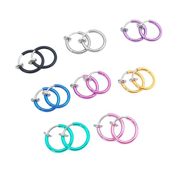 

8 pairs rim hook clip by nose lips earrings in stainless steel, Golden;silver