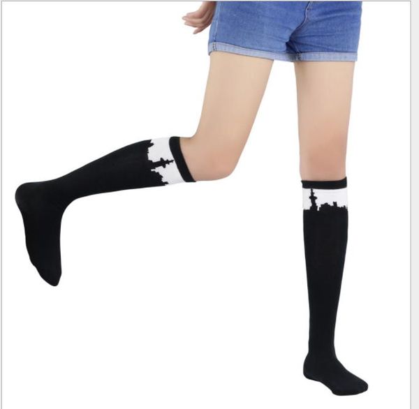 

women's stockings in autumn and winter wool ring new japanese and korean high stockings personality trend brand cotton socks, Black