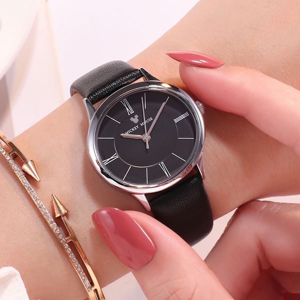 

brand 100% genuine women watches luxury mouse water resistant watch women fashion casual simple watch man, Slivery;brown